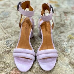 Madewell The Rosalie High-Heel Lilac Purple Double Strap Suede Sandal Size 8